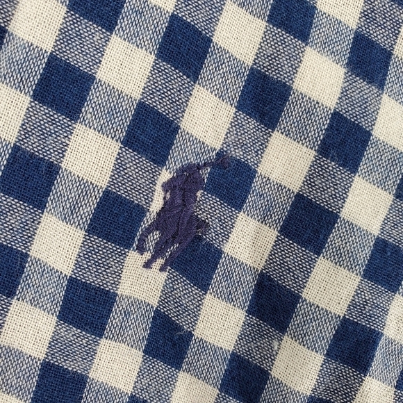 Ralph Lauren Shirt Mens M Blue Gray Gingham Plaid Button Down Classic Fit Cotton - Picture 13 of 15